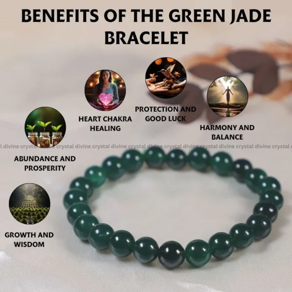Green Jade Crystal Bracelet – 8 MM (Calming & balancing) - Image 3